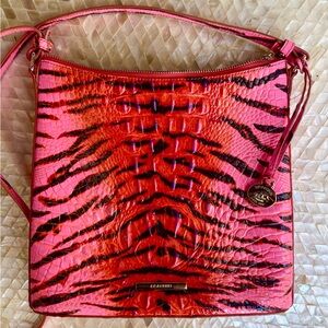 Brahmin Neon Pink Red Purple Animal Print Katie Crossbody “Pink Feline”